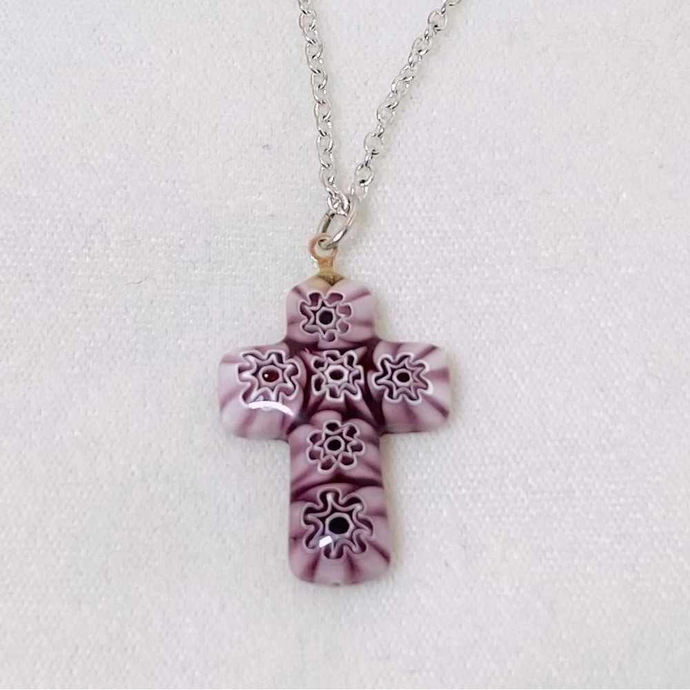 💐2@30.00💐 Murano Venetian glass cross pendant
